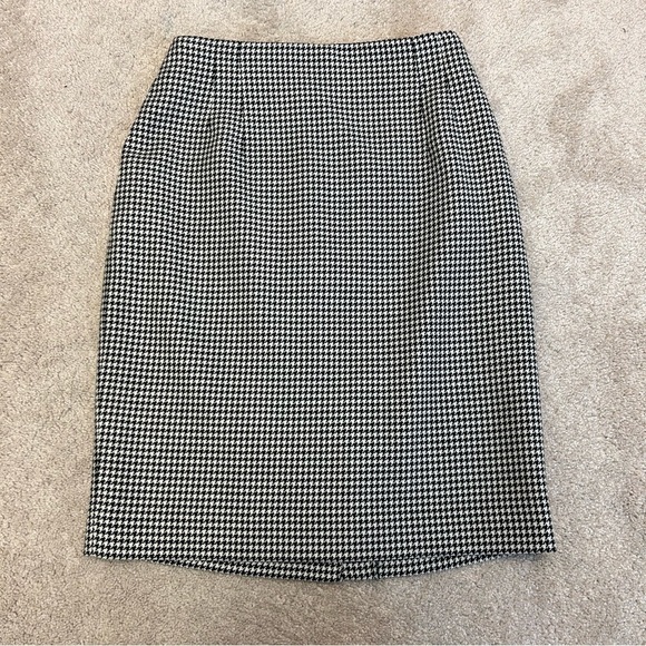 JONES New York black white houndstooth check wool pencil skirt Sz 10 - Picture 4 of 11